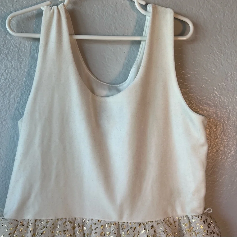 NWT CHILDRENS PLACE  Toddler WHITE/GOLD PRINCESS SPARKLE DRESS Large 10/12‎